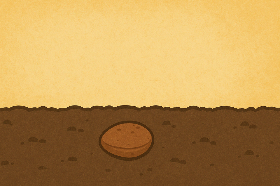 A freshly planted seed.